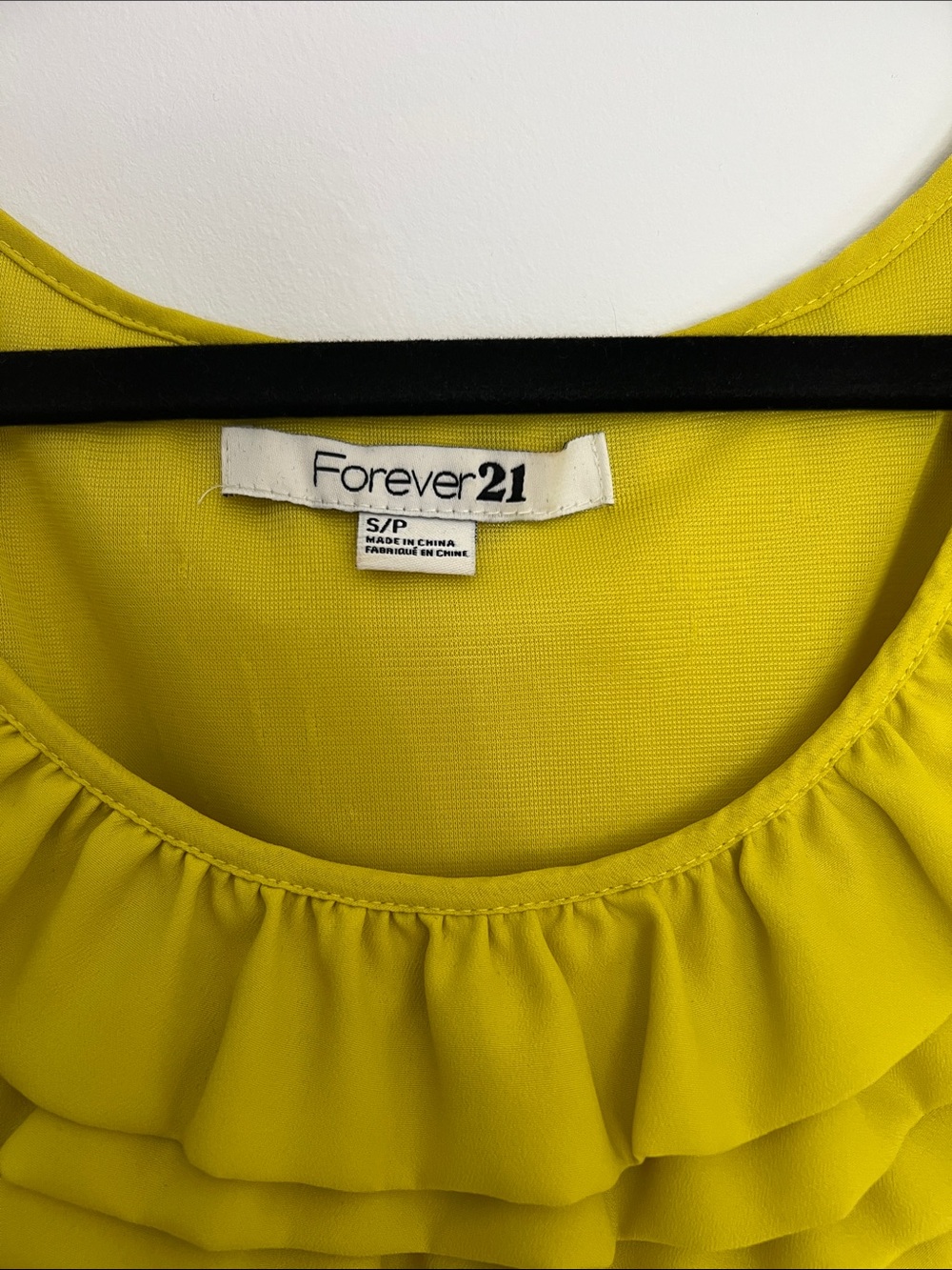 forever 21 yellow ruffle neck mini dress, size small - Picture 4 of 9